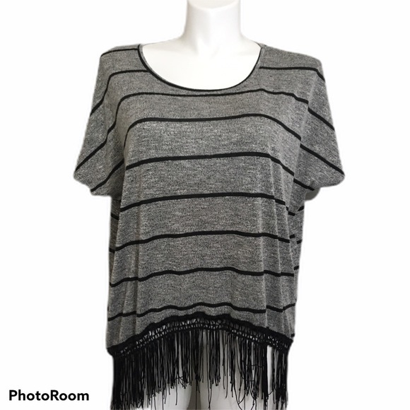 French Laundry striped fringed sweater. Medium - Picture 1 of 5